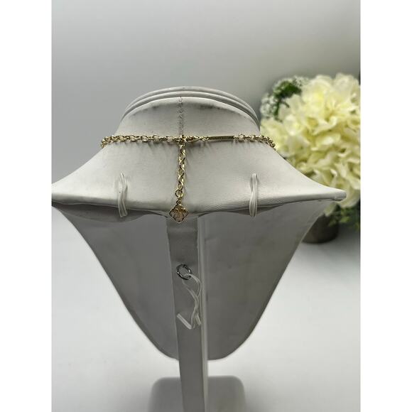 Kendra Scott McKenna Blush Pink Abalone Mother Of Pearl Yellow Gold Necklace - Picture 10 of 13